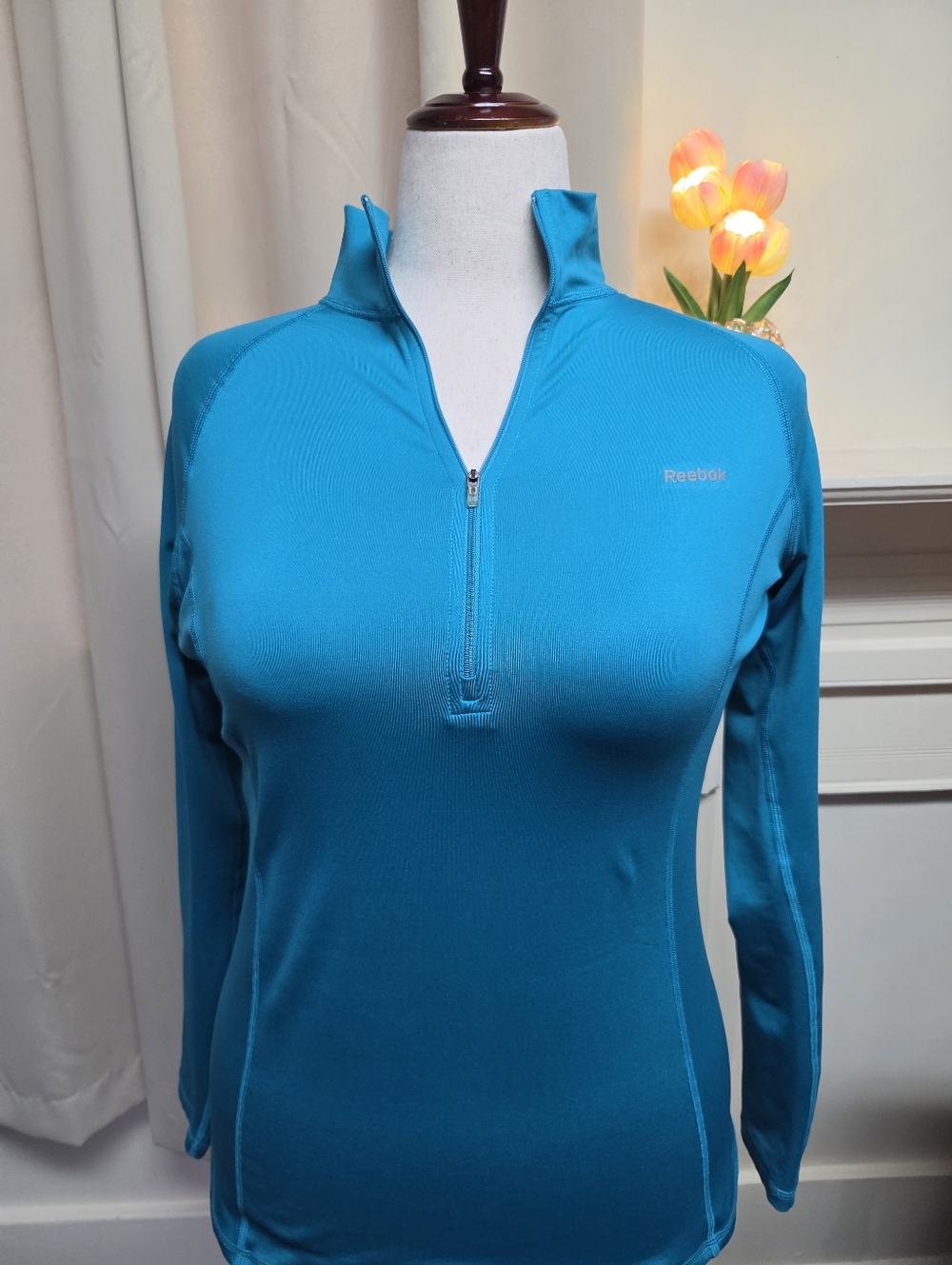 Reebok Play Dry Torquoise Sports Zip Up Pullover Size XL